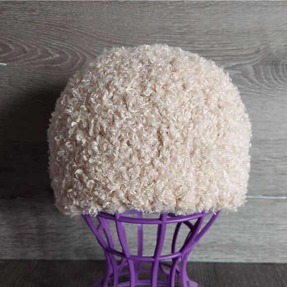 NEW Anthropologie Ivory Fluffy Crochet Beanie - Picture 1 of 4